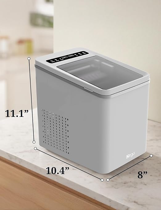 Orgo The Maverick Countertop Ice Maker, Makes 23 lbs. in 24 Hours, Bullet Shaped in 2 Sizes, Ice Maker Ready in 6-8 Minutes, LED Control Panel, Self-Cleaning, Includes Scoop, TMT3653, Gray