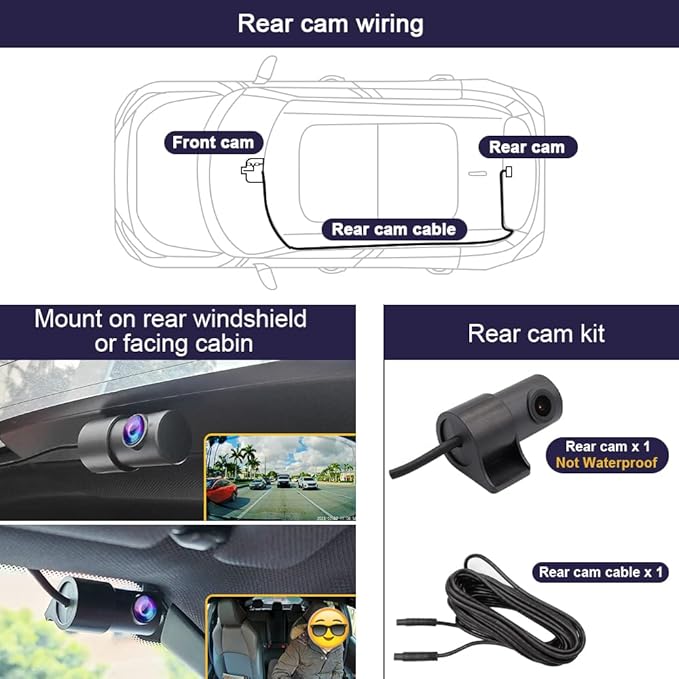 Fitcamx Front 4K+Rear 1080P Dash Cam Adapts for Toyota RAV4 2022-2025 (Model B/with Vents on Cover), Integrated OEM Look, WiFi & APP, Dual HD Video, Loop Recording, G-Sensor, Easy to Use, 128GB Card