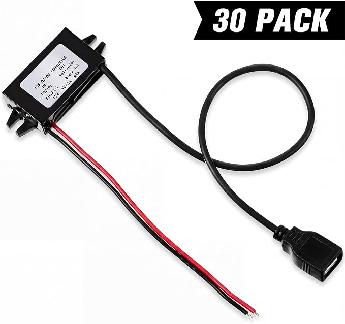 Weewooday 30 Pieces 12v to 5v Dc Converter Buck Module USB Output Power Adapter Dc Car Power Converter Regulator