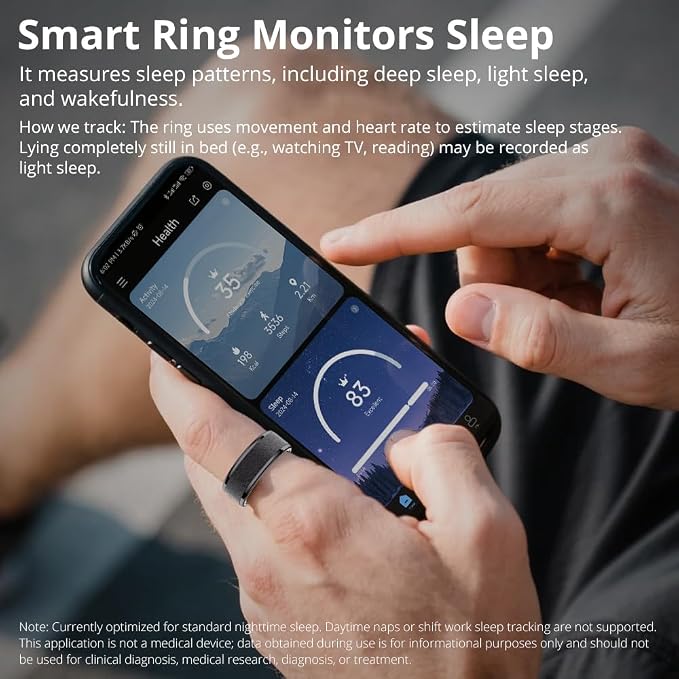 COLMI R10 Smart Ring, Smart Health Ring for Women, Features Heart Rate, Blood Oxygen, Pedometer, and Fitness Tracker, Smart Ring Womens, No Subscription Fee. (Black, 9#)