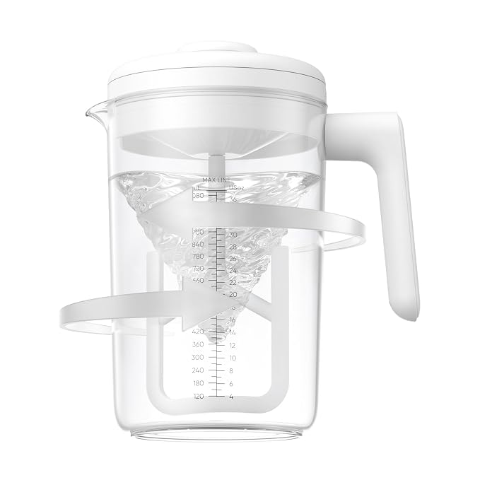 Electric Formula Pitcher, 36 oz Baby Formula Mixing Pitcher, Automatic Baby Formula Mixer, Bidirectional Stirring Breastmilk Pitcher, Locking Lid Smooth Formula Maker Milk Storage for Fridge(White)