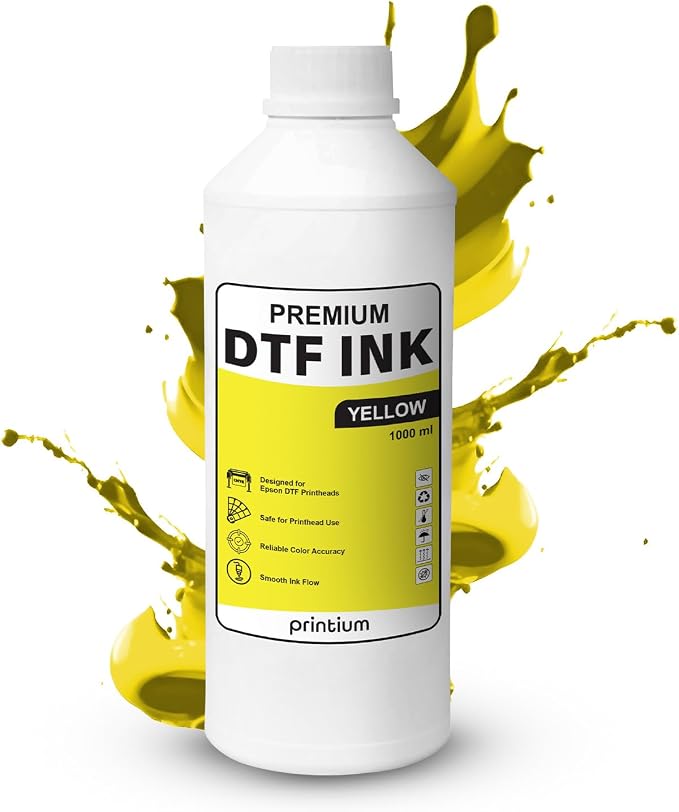 DTF Ink Yellow 33.8 fl oz (1000ml) | High Opacity Clog-Free Formula | Compatible with ET8550 L1800 XP600 I3200 4720 XP15000 & All Printheads | Reliable Color Accuracy & Smooth Flow