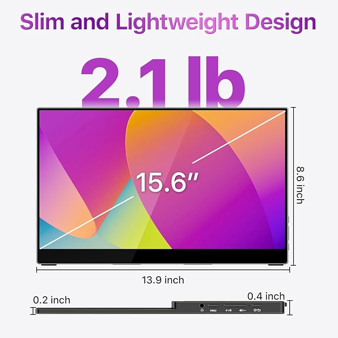 cocopar Portable Monitor Touchscreen 15.6 Inch 1080P FHD 90% sRGB Travel Monitor with Speaker HDMI USB-C Second Screen for Laptop MacBook Surface PC Xbox PS4/5, VESA Mountable, with Touchscreen