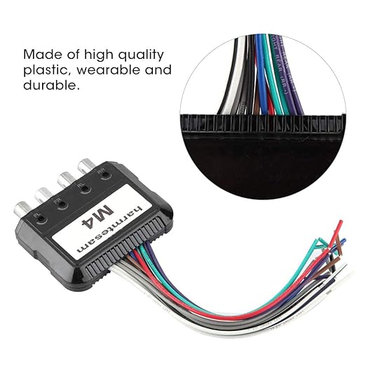 JL Audio High Low Converter, Duokon Car Stereo Subwoofer 4 Channel High to Low Audio Converter with Power Amplifier Control Wire Plastic Black