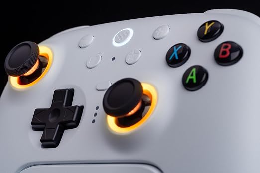 8Bitdo Ultimate 2 Wireless Gaming Controller with TMR Joysticks, Switchable Hall Effect/Tactile Triggers, 8Speed Wireless Tech, Charging Dock, RGB Fire Ring for PC & Android - White