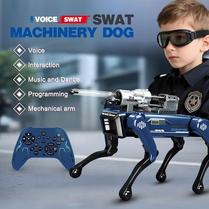 Robot Dog Toy for Kids, Interactive Smart Robotic Puppy with Voice & Remote Control, Programmable AI Pet 30+ Actions, Music & Dance, Soft Bullet Shooting, STEM Educational Birthday Gift Boys Girls