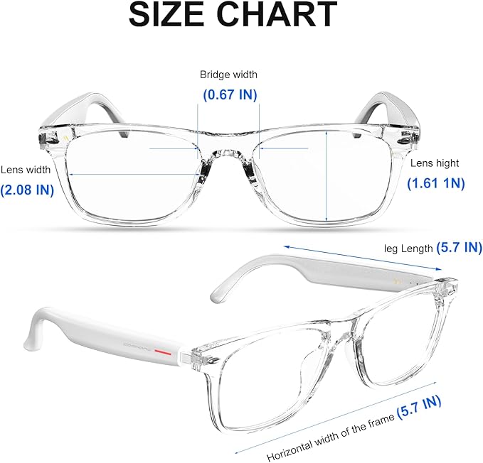 Smart Glasses for Women and Men with Chat GPT, Bluetooth Translation Glasses with 164 Languages, Open Ear Audio with Mic & Speakers, Hands-Free Calls, UV Protection & Anti-Blue Light
