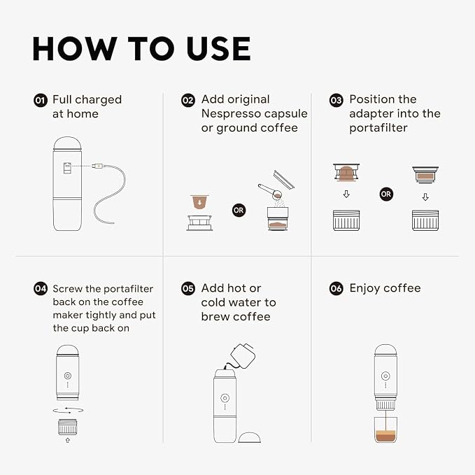 i Cafilas Portable Espresso Machine Self-Heating | Battery Powered Coffee Maker for Camping without Electricity| 2-in-1 Ground Coffee&NS Capsule|19 Bar| USB-C Fast Charge| Green Coffee Maker for Car