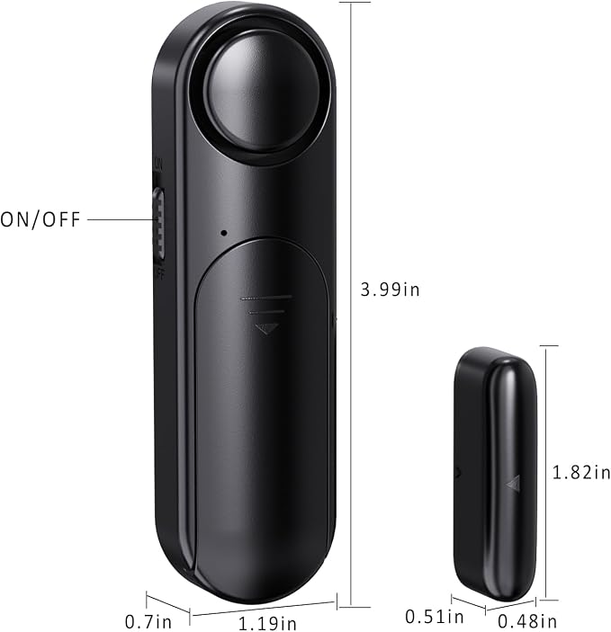 Window and Door Alarm When Opened (2 Pack) for Kids Safety/Home Security, Sliding Front Door Opening Sensor Alarms for Dementia, 120dB Burglar Alert, Ideal for Business, Garage, Apartment,House, Black