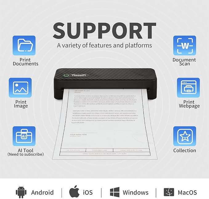 Portable Thermal Printer for Laptop, and 100 Sheets Thermal Paper