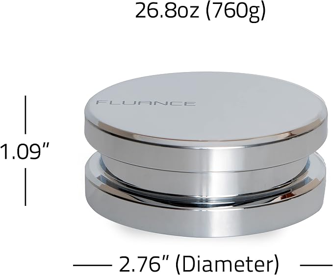 Fluance HiFi Vinyl Record Weight Stabilizer High Mass 760 gram Steel LP Disc Turntable Accessory with Protective Velvet Pad for Vibration Damping (RW02)