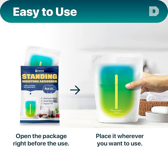 Dry & Dry [16 Packs Standing Moisture Absorbers to Control Excess Moisture for Basement, Closets, Bathrooms, Laundry Rooms - Moisture Absorbers Moisture Absorber