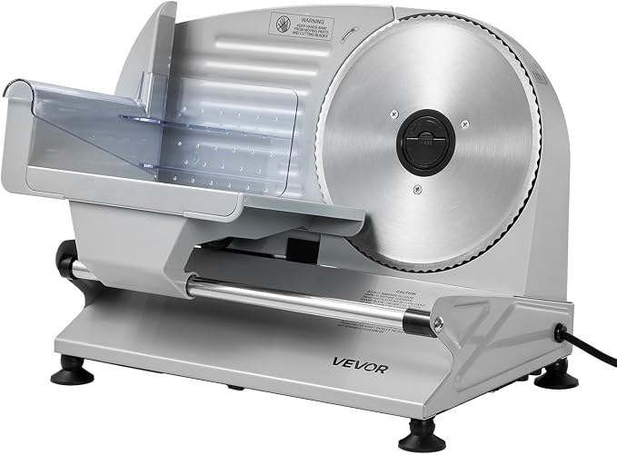 VEVOR Meat Slicer, 7.5" Electric Deli Slicer with 2 SUS420 Blades & 0-0.6" Adjustable Thickness, 200W Home Food-Slicer for Frozen Meat, Ham, Baguett, Steak, UL Approved