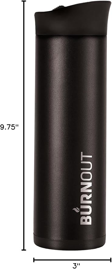 LEXO BURNOUT Temperature Regulating Travel Mug 16 oz All Black - Drink NOW & HeatZorb Tech