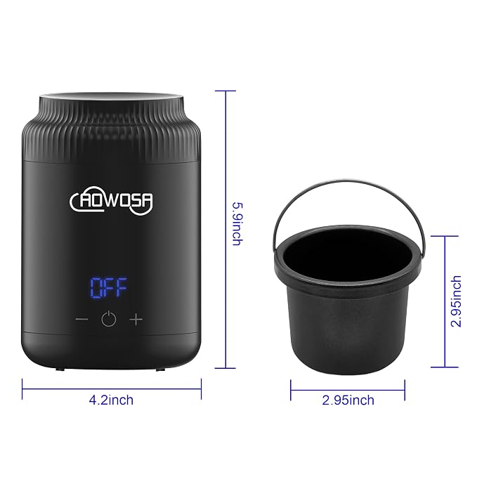 Mini Wax Pot Warmer for Hair Removal, Professional Portable Digital Wax Heater Machine for Facial Body SPA Salon, with 200ml Non-stick Pot, ℃/℉ Switchable Display, 100 Brow Sticks