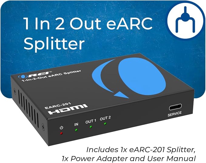 OREI eARC Audio Splitter 1 in 2 Out – HDMI ARC/eARC Audio Extractor & Splitter, Dolby Atmos, DTS:X, TrueHD, CEC Volume Control, Dual Soundbar Audio Adapter