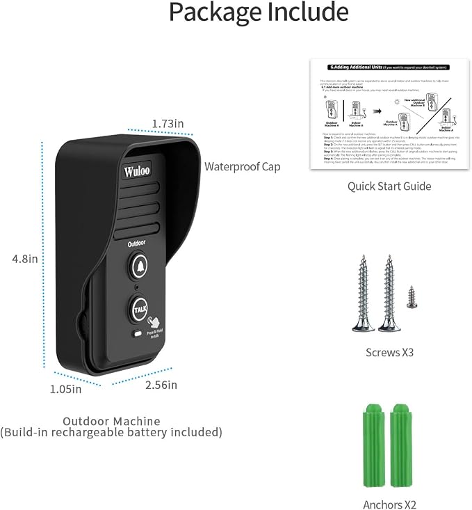Expandable fro Wuloo Wireless Intercom Doorbell, an Additional Outdoor Unit for Expanding Wuloo Doorbell System(Only Outdoor Unit, CAN NOT Work Without Indoor Unit)