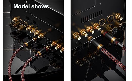 Auidophile 2RCA Male to 2RCA Male Stereo Subwoofer Audio Cable,Hi Fi, 3U Gold Plated | 4N Oxgen-Free Copper Core (1.6 Feet (0.5M))