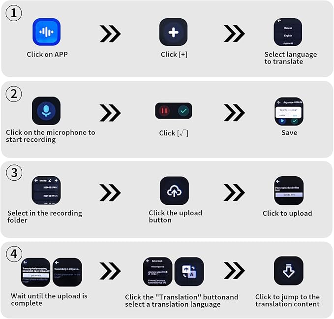 Digital Voice Recorder with Transcription to Text, Voice to Text Recorder with Voice Translation, Audio Recorder with Playback, Language Translator Device, No Subscription Needed, No Monthly fee