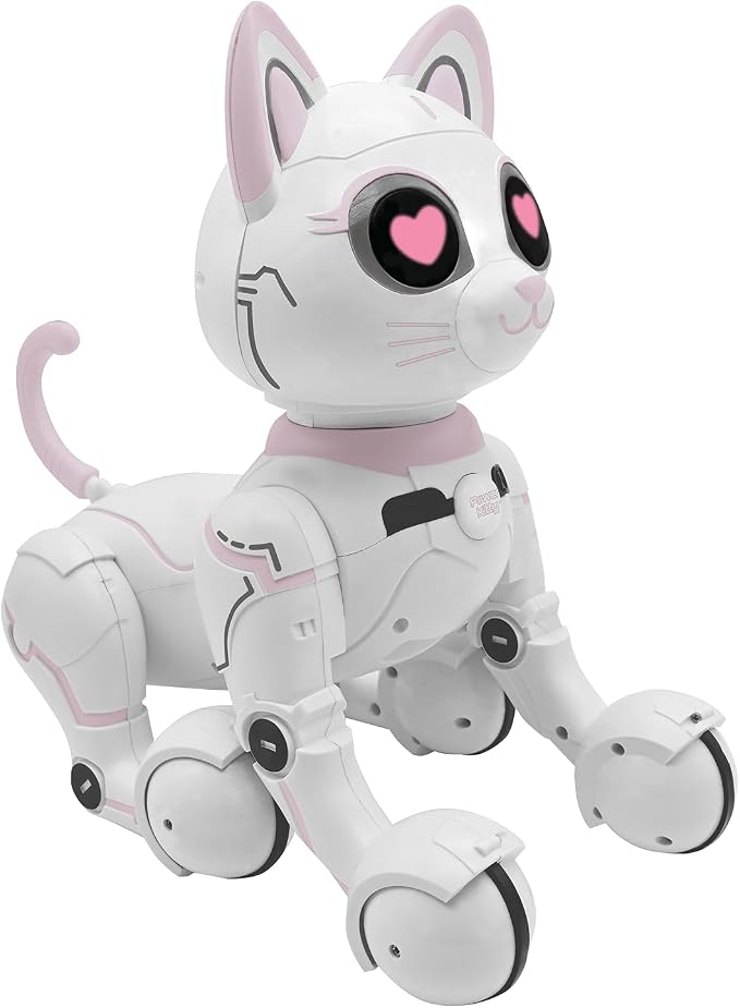 LEXiBOOK - Power Kitty® - Remote Control Robot Cat, Programmable Smart Robot, Light, Sound, White/Pink - KITTY01