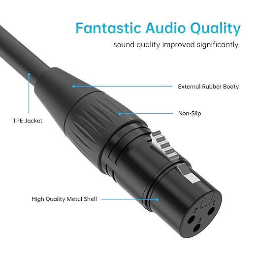 XLR Cable Male to Male + Female to Female, 3-Pin, Black, 25 AWG, 20 AWG, Microphone, Indoor, Connecting Microphones to Audio Equipment