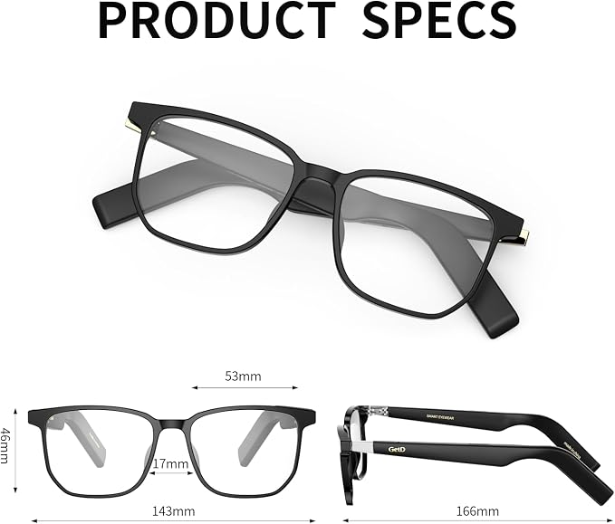 GetD 2026 Acetate Smart Glasses, ChatGPT and 145-Language Real-time Translator, Bluetooth Eyewear with Clear Lens, 11H Battery Life, Open-Ear Audio, Voice Control for Travel & Business