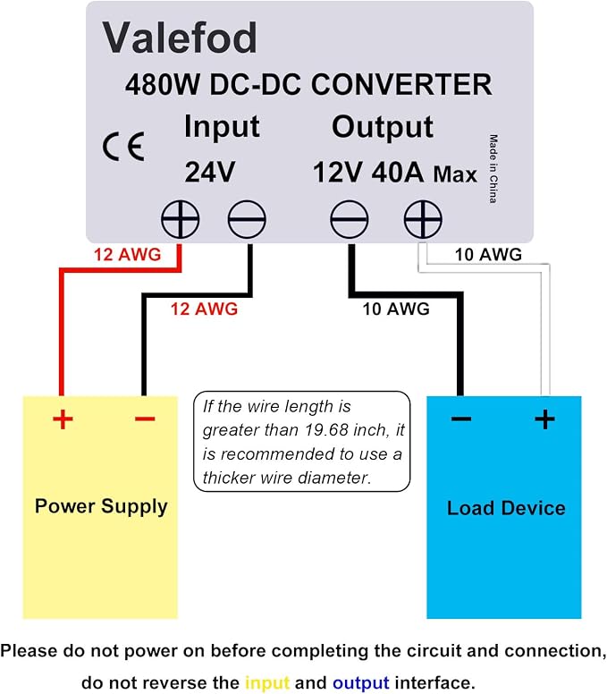DC to DC High Efficiency Voltage Converter 24V to 12V 40A 480W Buck Converter DIY Power Supply Step-Down Transformer