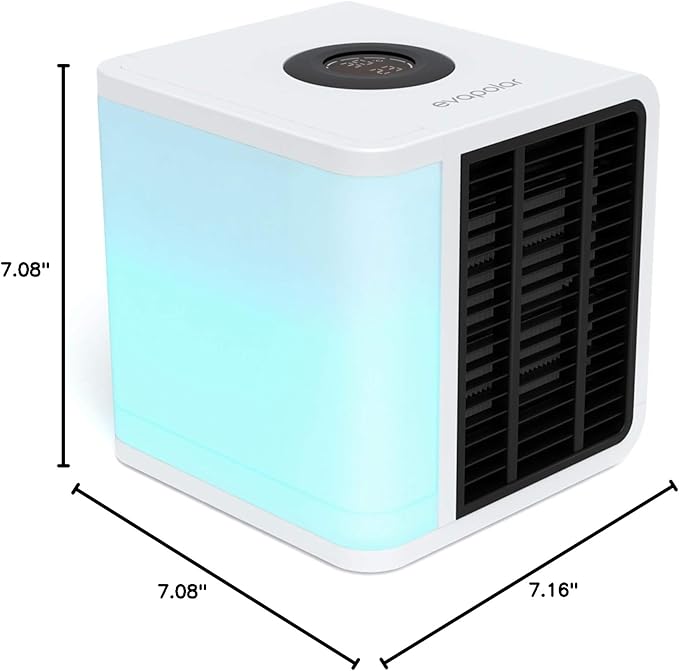 Cooling Fan for Desk and Car - Portable Evaporative Air Cooler for Camping - Small Ice Fan for Tent - Personal Air Conditioners Evalight, White