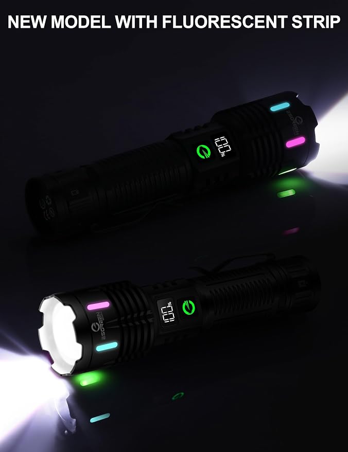 Esgreen 2 Pack Rechargeable Flashlights High Lumens, Long Range Super Bright LED Flashlight USB C, High Powerd Heavy Duty Strong Flash Light High Beam, for Emergency Security Camping