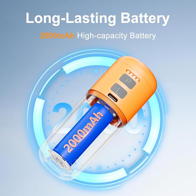 2026 Upgraded Model Portable Air Pump for Inflatables with Camping Light & 2000mAh– Ultra-Fast and 430L/min Mini Electric Air Pump with 5 Nozzles forAir Mattress, Pool Floats, Vacuum Storage Bags