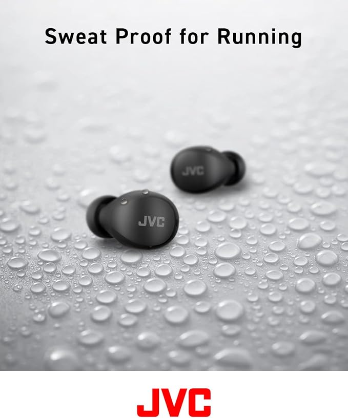 JVC Compact and Lightweight Gumy Mini True Wireless Earbuds Headphones, Long Battery Life (up to 23 Hours), Sound with Neodymium Magnet Driver, Water Resistance (IPX4) - HAA6TB (Black) (Pack of 4)