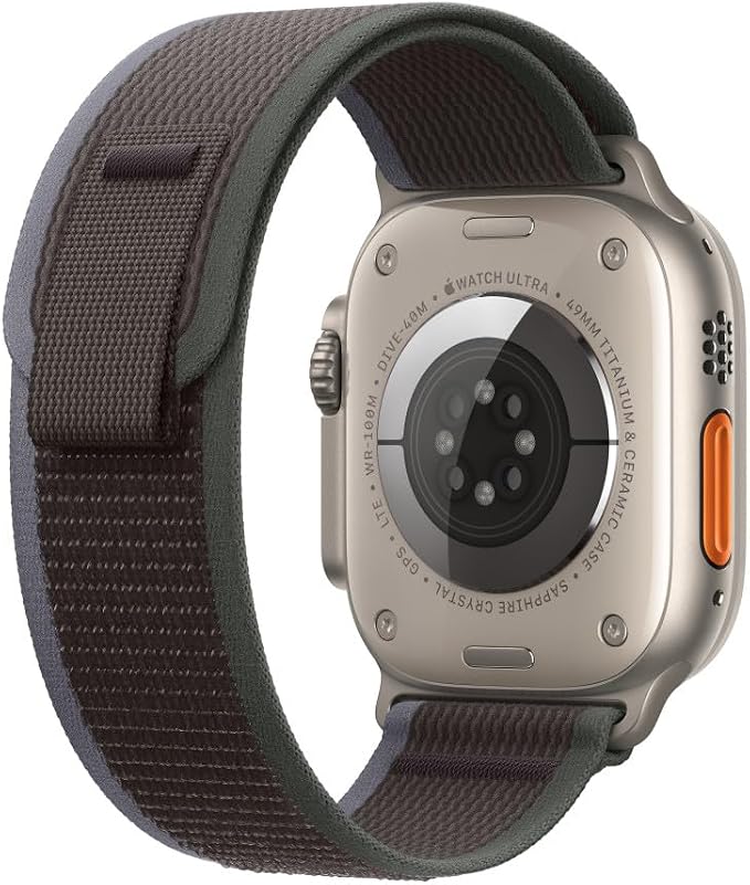 Apple Watch Band - Trail Loop (49mm) - Blue/Black with Rugged Titanium Finish - S/M