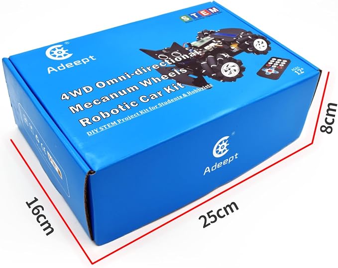 Adeept 4WD Robot Kit Omni-Directional Mecanum Wheels Car for ESP32-S3 Banana Pi PicoW-S3 DIY STEM Remote Educational Robotic with LCD1602 Display, Python Code PDF Tutorials