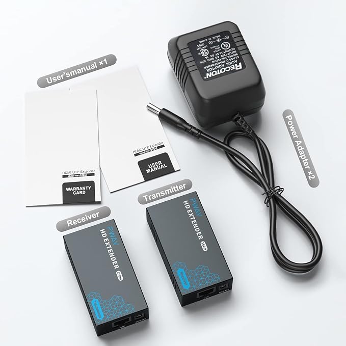 PWAY HDMI Extender 500ft No Delay Over Cat5e/6 HDMI Balun IP Kit Over Ethernet Long Distance Video, 1 to Many Over Gigabit Switch