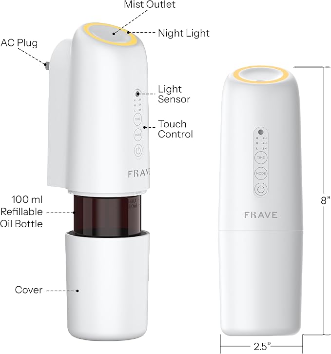 Lumix Diffuser, Plug-in Waterless Diffuser for Essential Oils, Smart Bluetooth App Control, Covers Up to 320 sqft 100ml Capacity, Home Office Hotel Scent Diffuser, Cold Air Technology, White