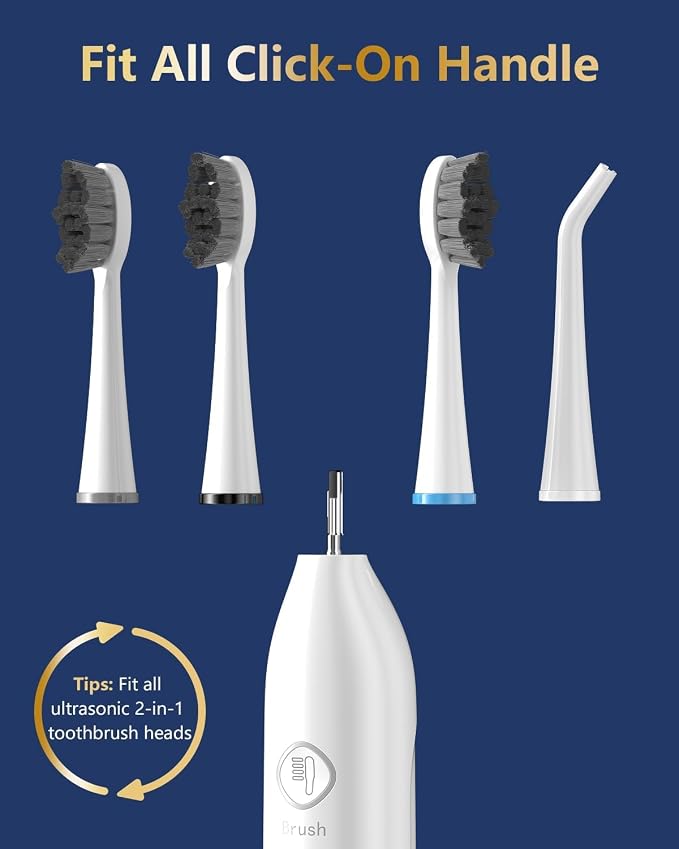 Electric Toothbrush with Water Flosser Combo, Professional Flossing Toothbrush with 3 Sonic Brush Modes & 5 Water Pressures, Cordless Water Flosser for Adults Teeth Cleaning Plaque Removal, White