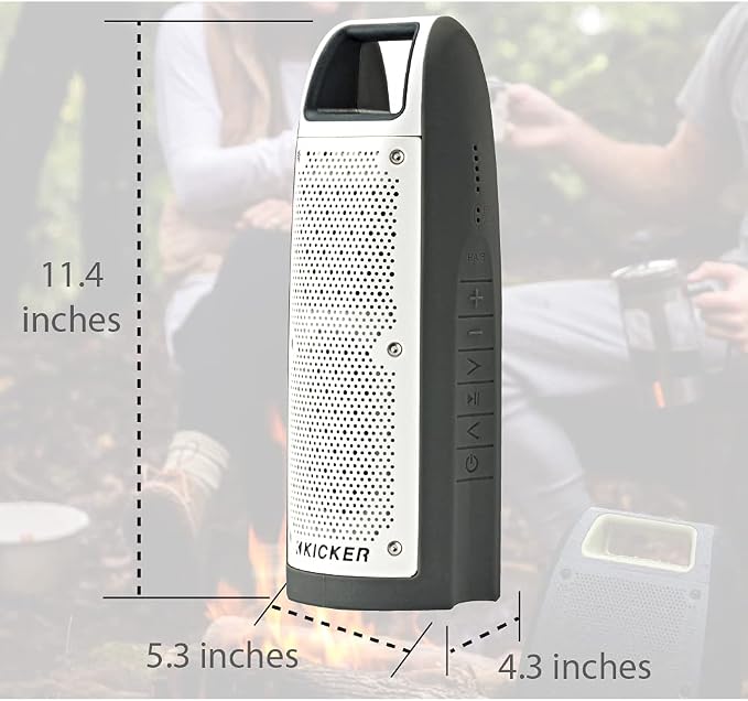 KICKER Bullfrog BF100 Bluetooth Portable Outdoor Speaker | 360° Sound Field | Waterproof Dustproof Casing IP67 Rating | Powerful 16 Watt AMP | 100 FT Wireless Range Gray