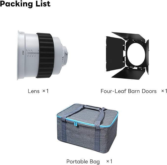 F20 Bowens Mount Fresnel Lens, 10 Times Brightening 10°-45° Focusable Fresnel Lens, Compatible with Aputure/Godox/Neewer COB Video Light(≤600W)