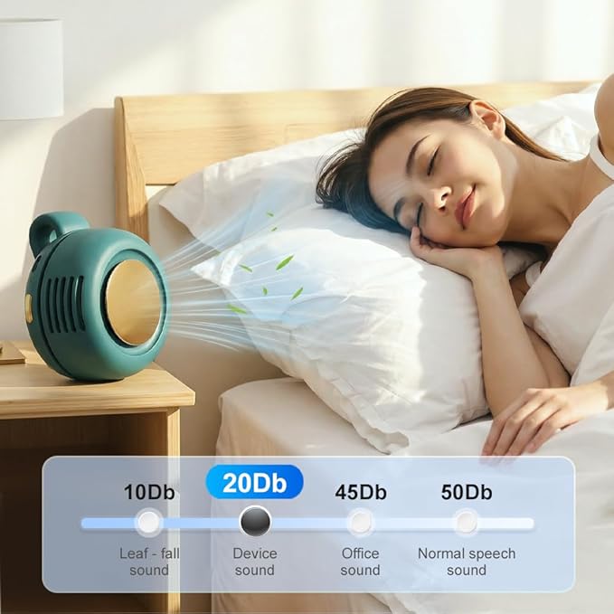 Clip on Fan Portable, 360° Rotatable Mini Clip Fan for Shirt Waist, 3-Speed Adjustable Small Whirlwind Fan for Outdoor Travel Office, USB Rechargeable Personal Cooling Fan (Green-1 pcs)
