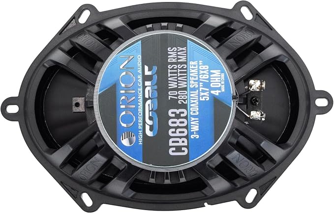 ORION Cobalt Series CB683 6x8” 3-Way Coaxial Car Speakers, 280W, 4 Ohms, Full Range, Enhanced Bass, Polypropylene Cone & Butyl Rubber Surround, Easy Install (Pair)