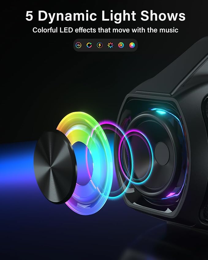 Portable Bluetooth Speaker Bass Boost, 120W Peak Loud Powerful Speakers Wireless w/2*Bass and 2*tweeters, 20H Playtime,IPX6 Waterproof, BT5.4, Suitable for Party, Beach, Camping,Outdoor,Large Jobsite