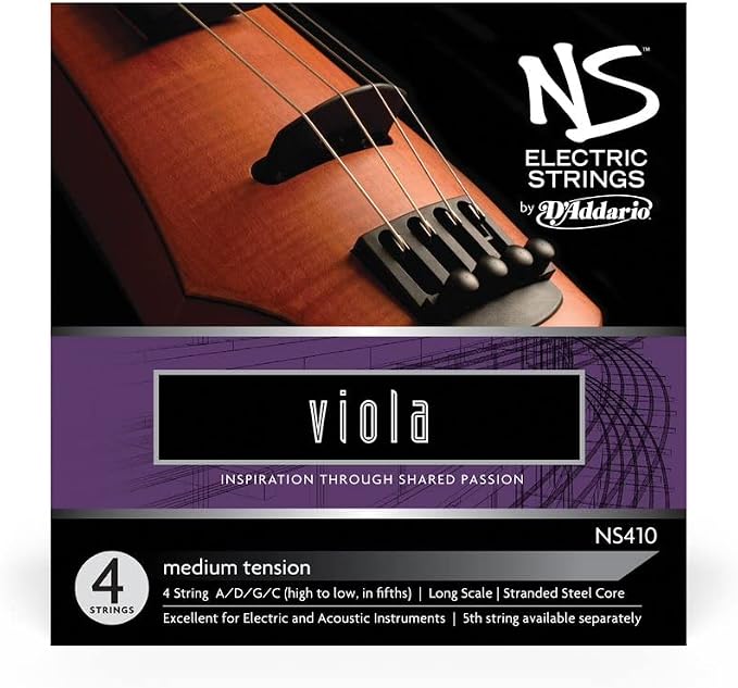 D'Addario NS Electric Viola String Set, Long Scale, Medium Tension
