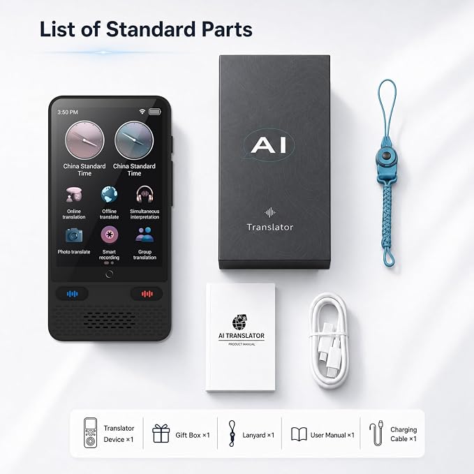 Pocket Language Translator Device No WiFi Needed Two Way Instant Translator with Offline Voice Photo Translation for Travel English Spanish Menus Hotels