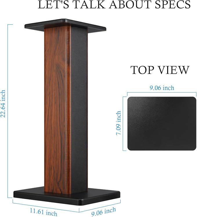 Elimavi Universal Floor Speaker Stands, 22.64 Inch Surround Sound Stands Supports 150LB, Non-Slip Pads & Cable Ties, for Bookshelf Speakers,Satellite Speakers,Studio Monitors, Easy Installation,Brown