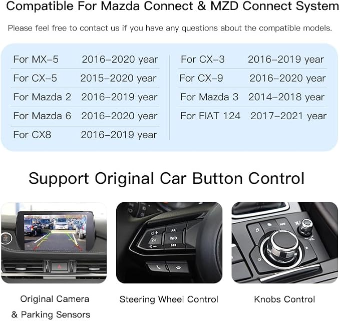 Carplay Adapter Compatible with Mazda 2/3/6/CX3/CX5/CX9/MX5 2014-2021 Year | OEM Hub Retrofit Kit for Mazda Connect System, Fit for Carplay & Android Auto, TK78-66-9U0C LEXXSON
