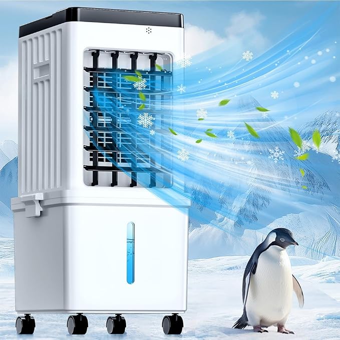 Portable Air Conditioners, Swamp Cooler Portable AC Unit with Removable 2.6 Gal Water Tank, Windowless Evaporative Air Cooler with 3 Speeds for Bedroom & Office, Fast Cooling Portable AC for Home Use