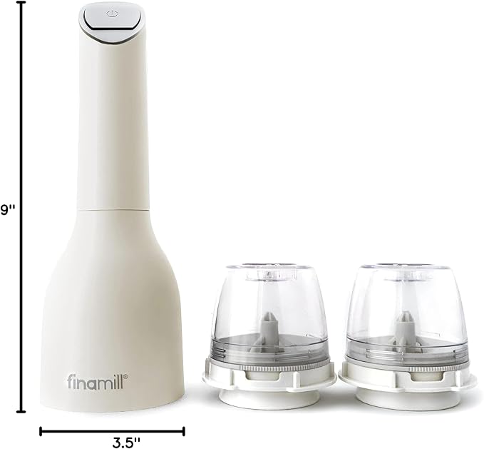 FinaMill’s Award-Winning Battery Operated Salt and Pepper Grinder Set – Adjustable Coarseness, Ceramic Grinding Elements, LED Light, 2 Quick-Change Pods – Perfect for Home Cooking and Gifting
