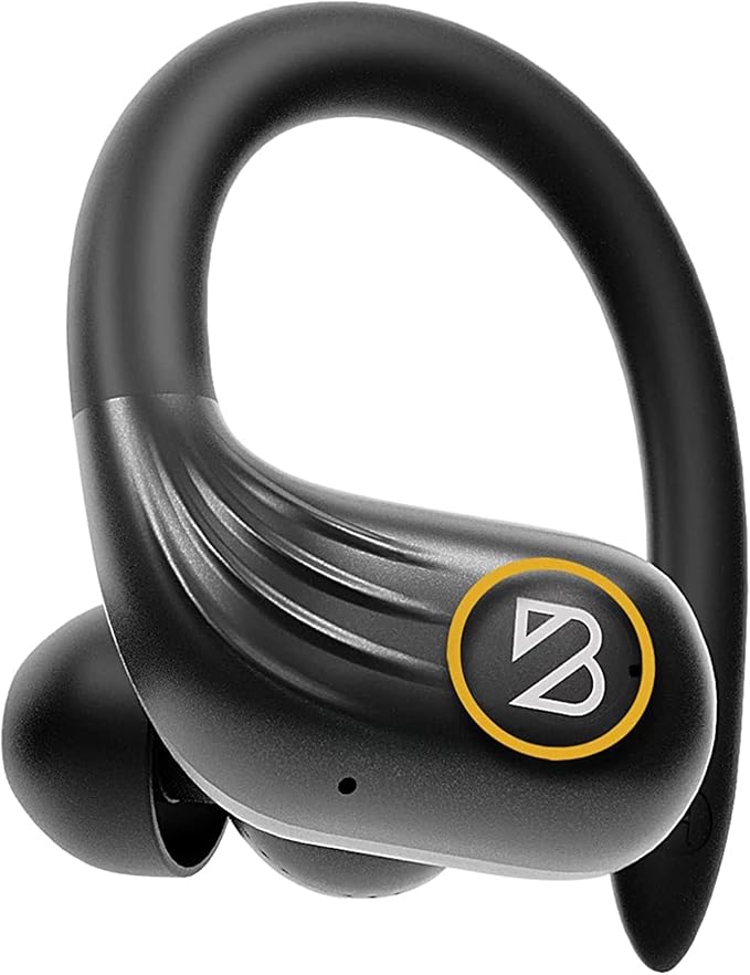 Back Bay Audio Runner 60 Wireless Running Earbuds, 80 Hour Long Battery Life Over the Ear Earbuds with EarHooks, Wrap Around Earphones Wireless Bluetooth Earphones with Microphone, in Ear Headphones