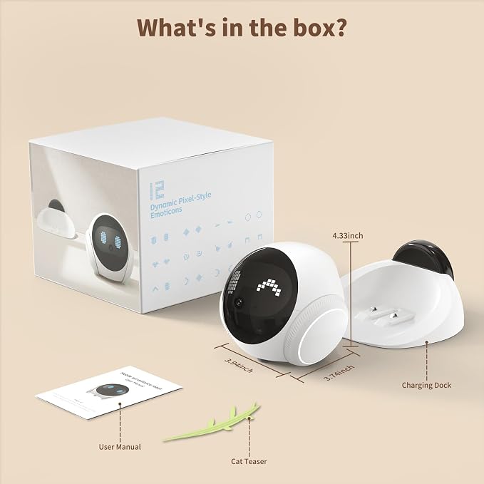1080P Moving Pet Robot Camera, Smart Home Security Robot with Auto Tracking, Night Vision, 2-Way Audio, Auto-Recharge, Motion Alerts, App Control for Pet, Baby & Elderly Care