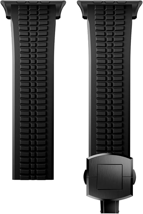Silicone Watch Band Compatible with iWatch Ultra 2 / Ultra/Series 10 9 8 7 (44mm 45mm 46mm 49mm), Sport bands with Folding buckle, Rugged Heavy Duty Modern Design for Men